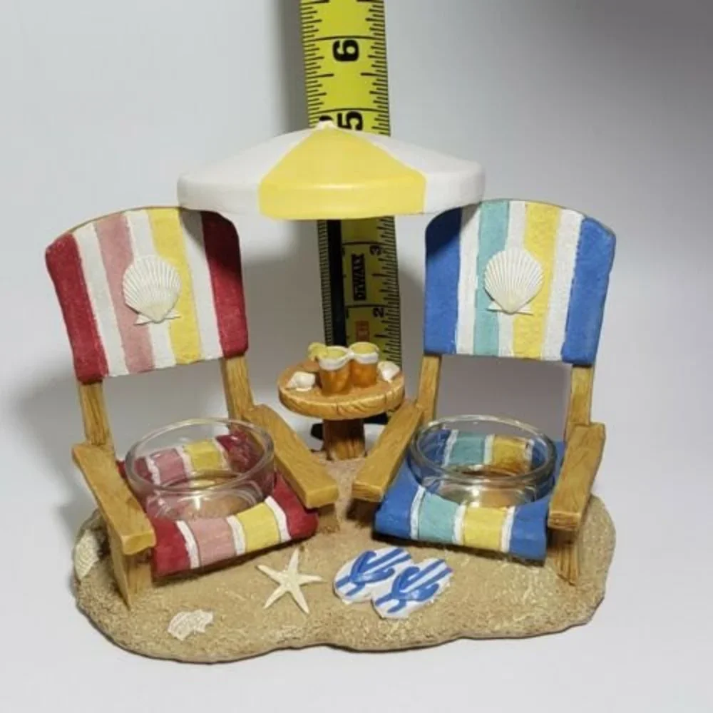 Yankee Candle Nautical Double Beach Chair Tea Light Holder Seashells Fli…